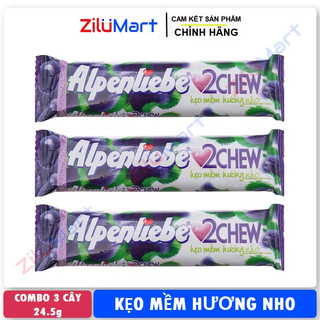 Kẹo mềm Alpenliebe 2Chew hương nho (combo 3 thanh) loại 24.5g