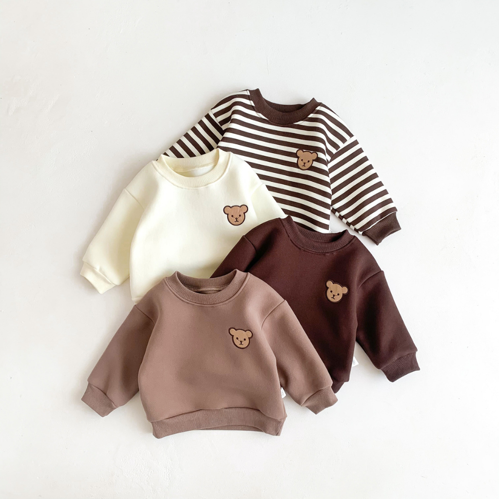 Áo nỉ bông sweater dài tay cho bé trai bé gái phong cách Hàn