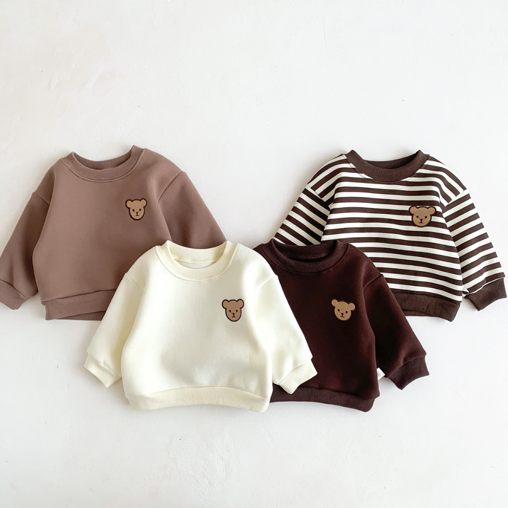 Áo nỉ bông sweater dài tay cho bé trai bé gái phong cách Hàn