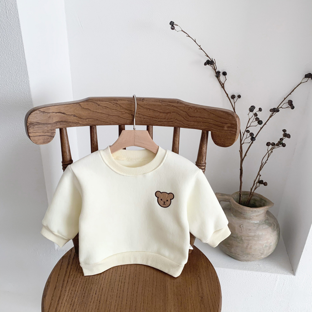 Áo nỉ bông sweater dài tay cho bé trai bé gái phong cách Hàn