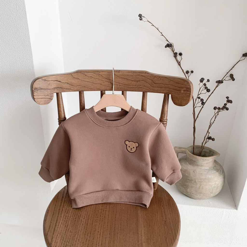Áo nỉ bông sweater dài tay cho bé trai bé gái phong cách Hàn
