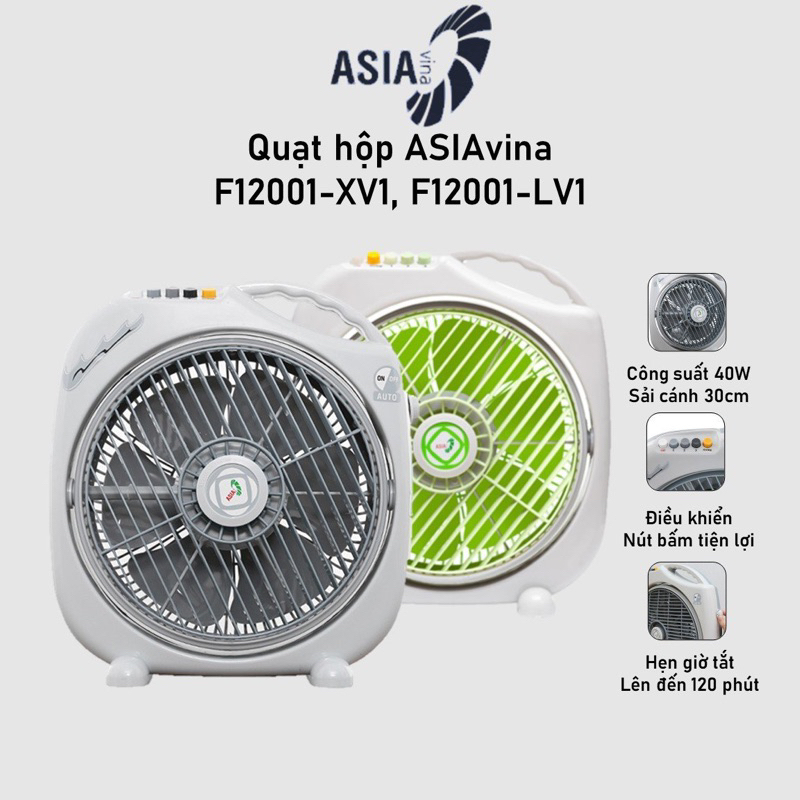 Quạt hộp Asia F12001-XV1, Xám - 45W - Hẹn giờ tắt