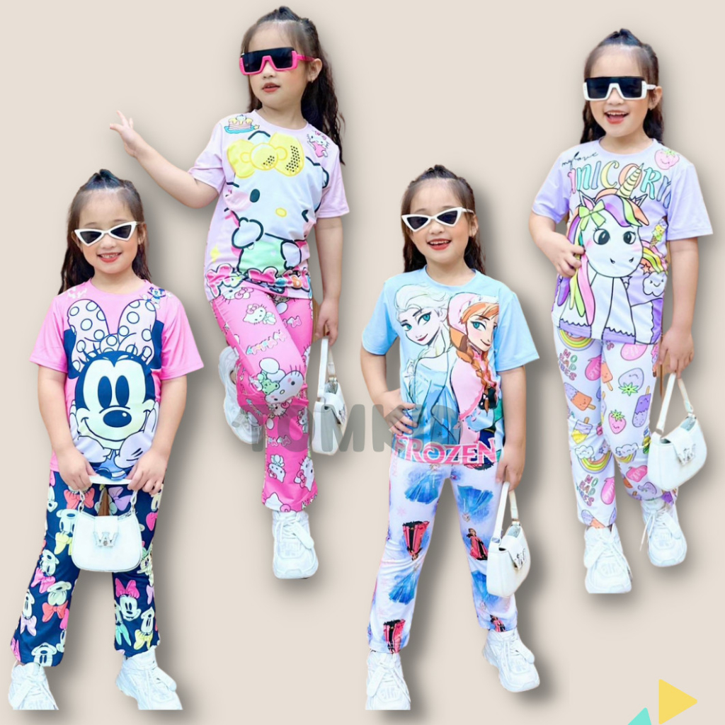 Đồ bộ cho bé gái đồ dài tay ngắn cho bé gái thun lạnh chính phẩm loại 1 co giãn không nhão vải 10-40kg Tomkids