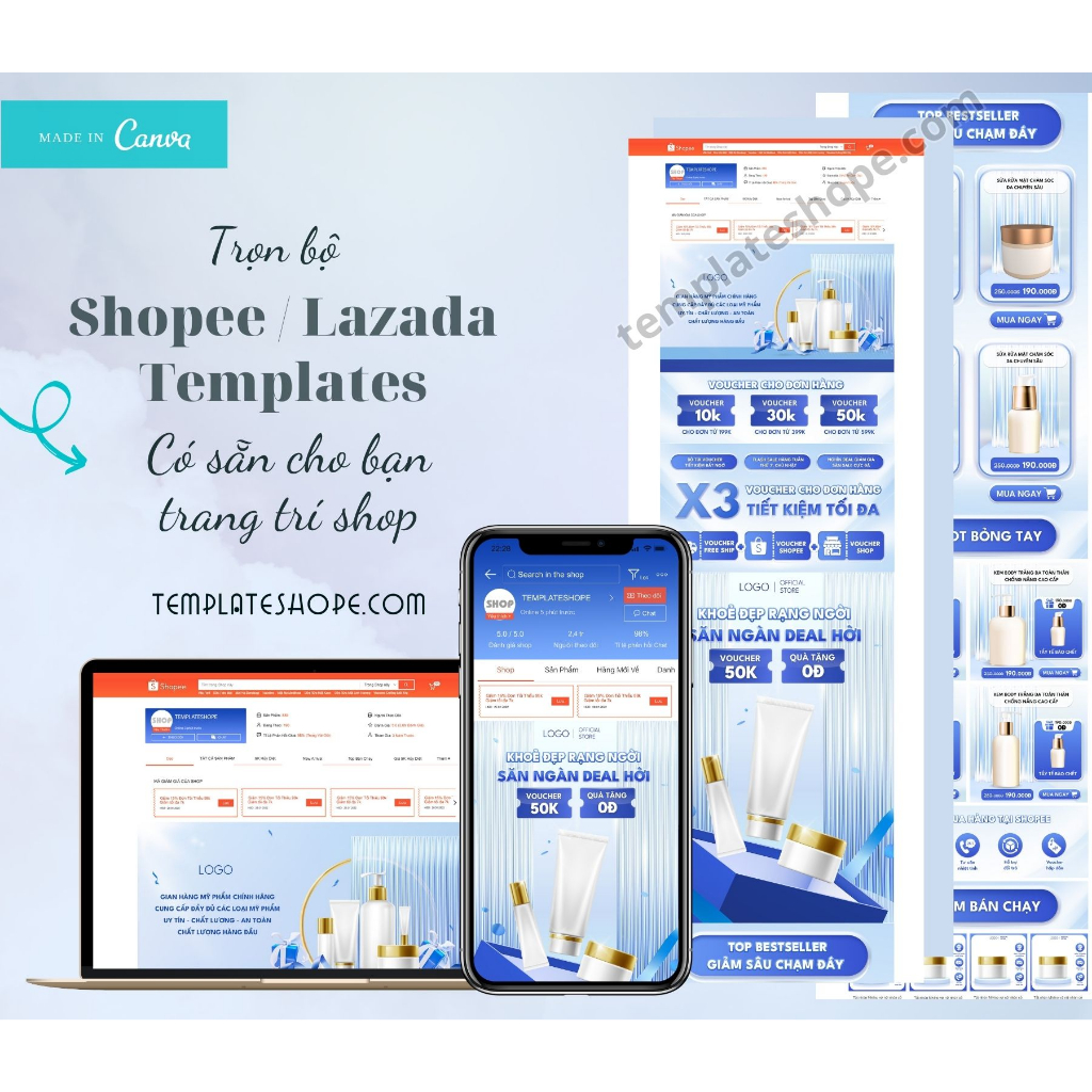 Template Shopee / banner trang trí shop ngành sắc đẹp mỹ phẩm giá rẻ, đẹp, chuyên nghiệp
