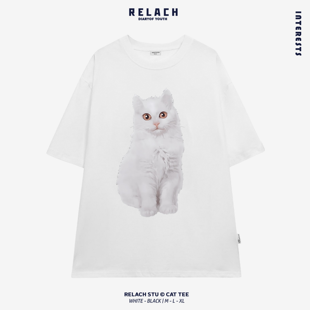 Áo Thun Nam Nữ Form Rộng Cotton Poly Tay Lỡ Unisex , Áo Phông Relach Cổ Tròn Basic Tee Oversize Trend Hè 2023- Cat Mèo