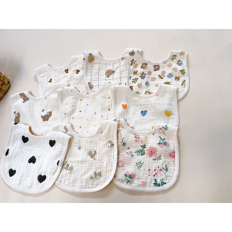 Yếm xô muslin 4 lớp cho bé trai gái, yếm ăn dặm cho bé