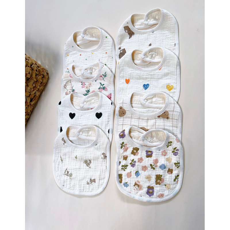 Yếm xô muslin 4 lớp cho bé trai gái, yếm ăn dặm cho bé