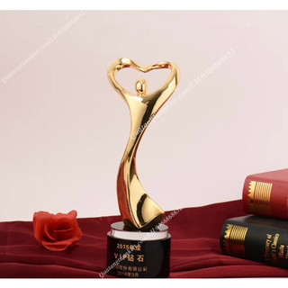 Cúp pha lê tình yêu hy vọng mạ vàng