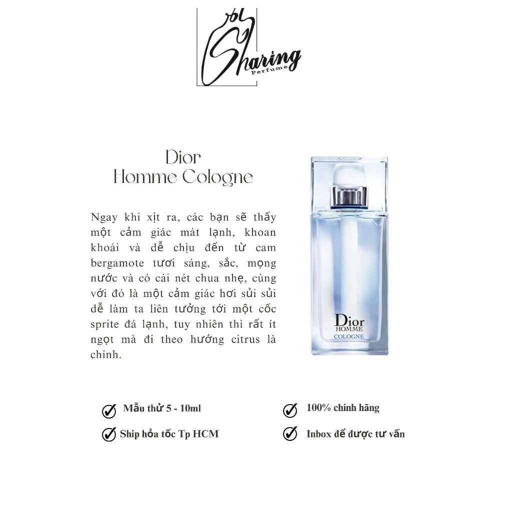 [Sharingperfume] - Nước hoa Dior Homme Cologne (Mẫu thử)