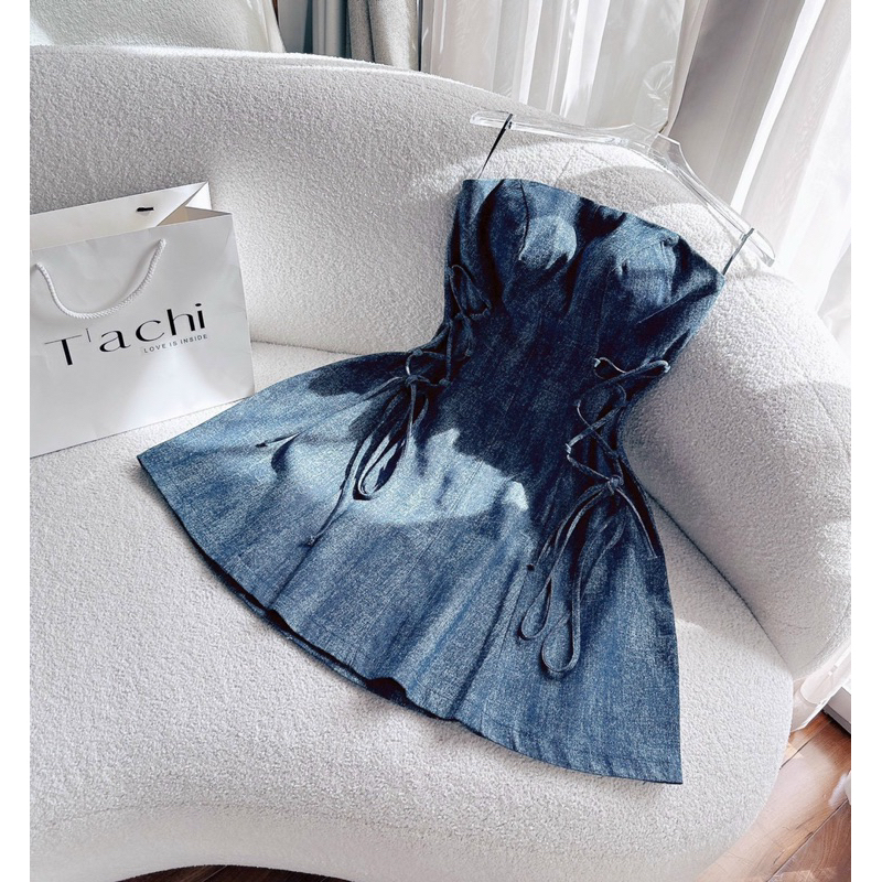 Đầm ống đan dây xanh  - Chitchitstore