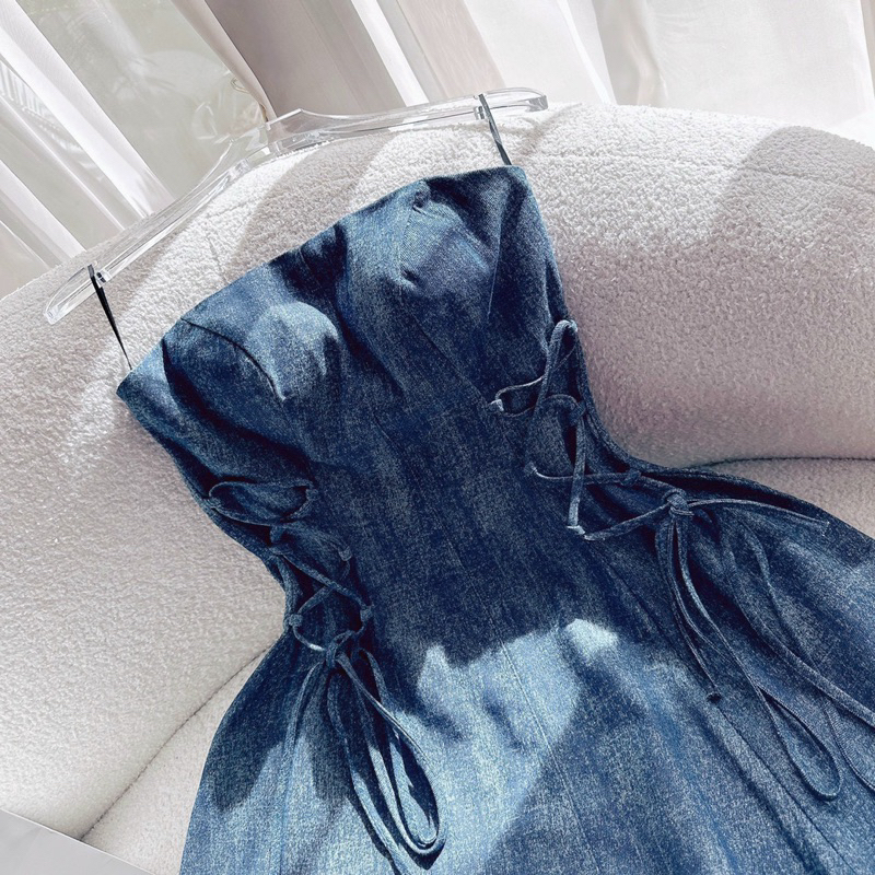 Đầm ống đan dây xanh  - Chitchitstore