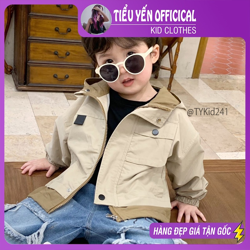 Quần áo trẻ em, Áo khoác kaki be liền mũ phong cách cá tính cho bé 9-23kg AK241 | Tiểu Yến KID