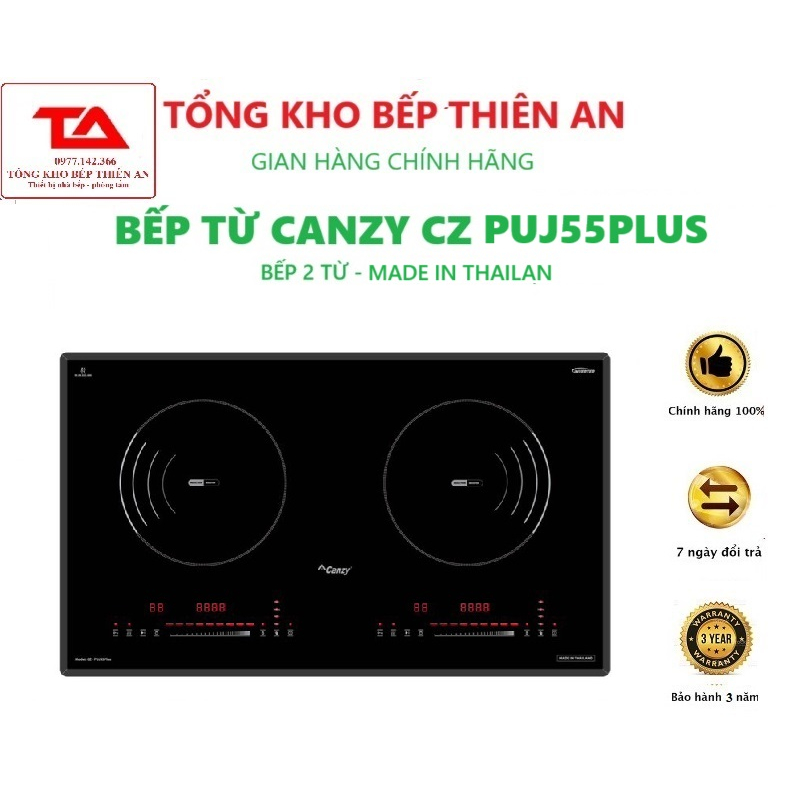 Bếp Từ Đôi Canzy CZ PUJ55Plus , bếp từ canzy CZ PUJ55Plus(Thailand) - bếp từ âm bàn Bảo hành chính hãng 3 năm (NEW)