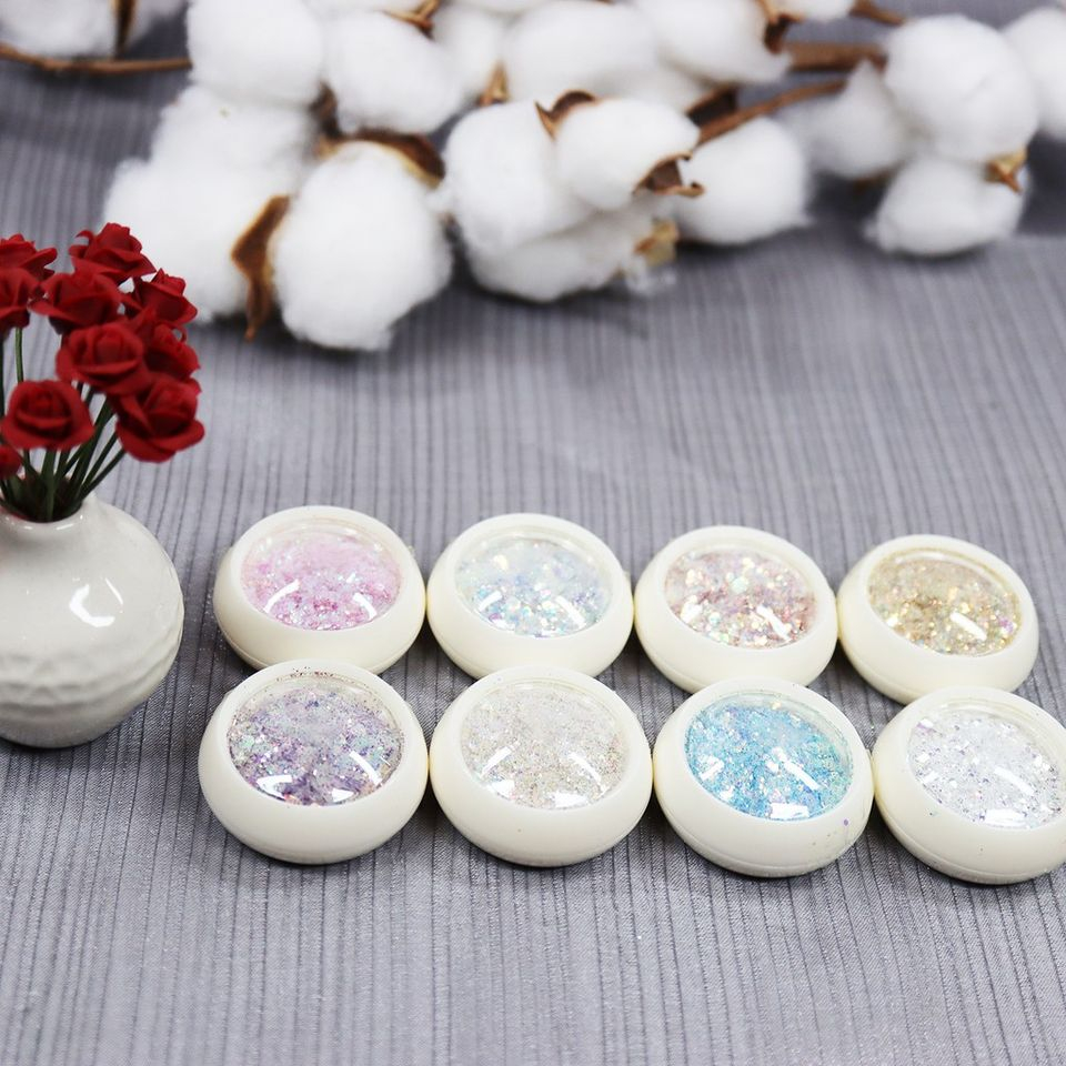Set nhũ kim tuyến 8 màu trang trí móng đắp ẩn gel phong cách Hàn Nhật