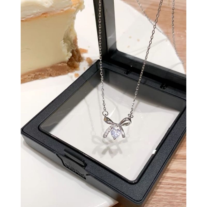 Dây Chuyền Hợp Kim Nơ Tim Đá Trắng - TS1757 - BCorner