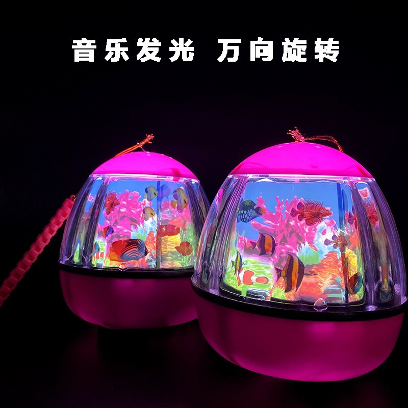 Lồng đèn kéo quân đèn lồng bể cá xoay cho be chơi trung thu phát sáng và có nhạc tặng kèm pin