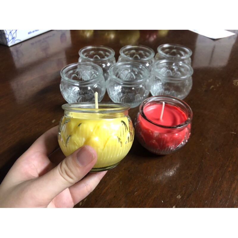 Set 6 ly hoa sen + 0.6 kg bơ + 6 bấc tự làm nến dâng phật, cúng dường