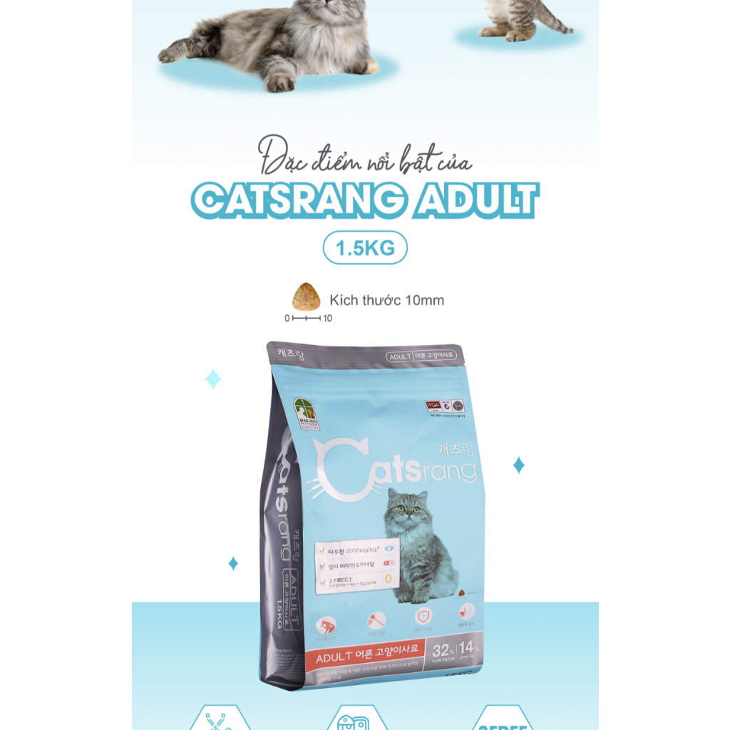 Hạt mèo Catsrang All Life Stage Thức ăn cho mèo mọi lứa tuổi từ 3 tháng tuổi 5kg Petemo Pet Shop