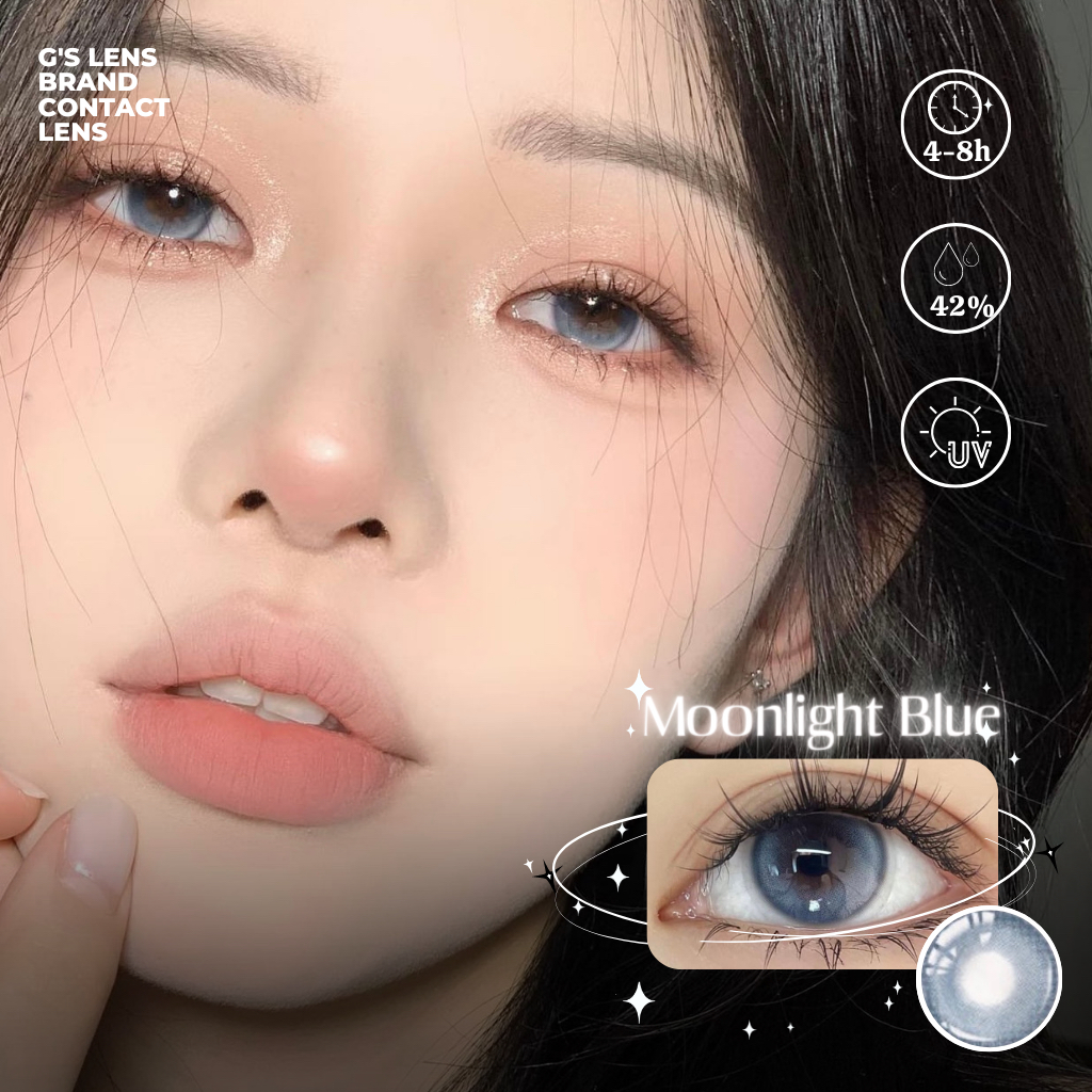 Lens Mắt Kính Áp Tròng Xanh Tây Filter Moonlight Blue Hot Trend Size S