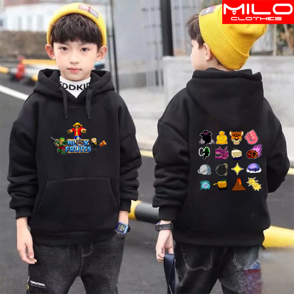 BST Áo Hoodie Trẻ Em In Hình Logo game Blox Fruit 2 mặt - Vải Nỉ Dầy Ấm áp