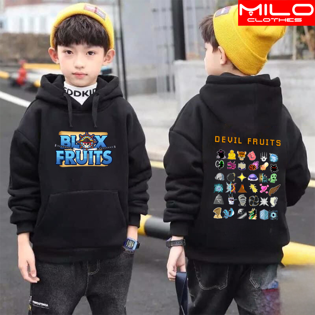 BST Áo Hoodie Trẻ Em In Hình Logo game Blox Fruit 2 mặt - Vải Nỉ Dầy Ấm áp