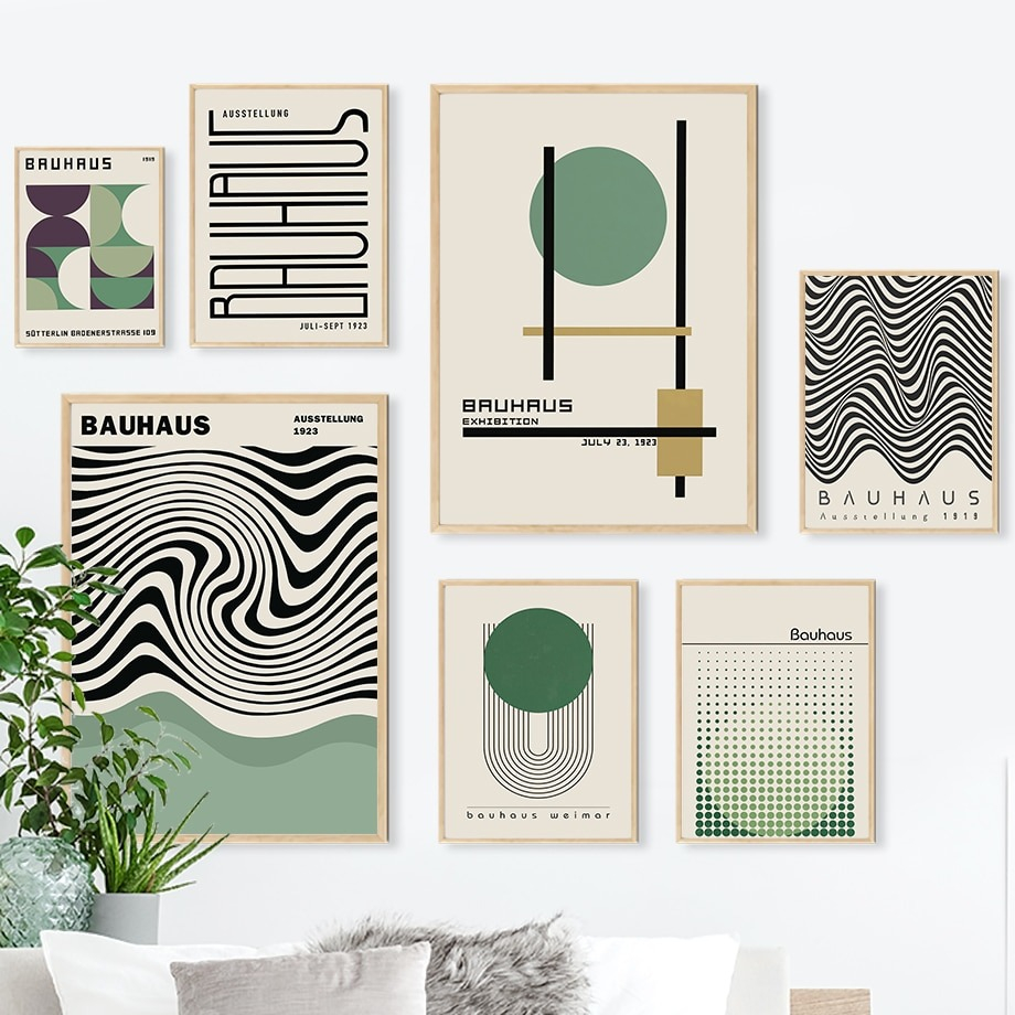 Bauhaus Xanh Màu Khối Dòng Hiện Đại Tối Giản Nghệ Thuật Treo Tường Bắc Âu Áp Phích In Hình Tranh Trừu Tượng Ms:  683