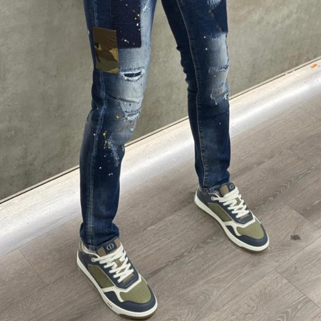 GIÀY DIO B27 LOW XANH NÂU NAM NỮ LAI AU DA THẬT SC