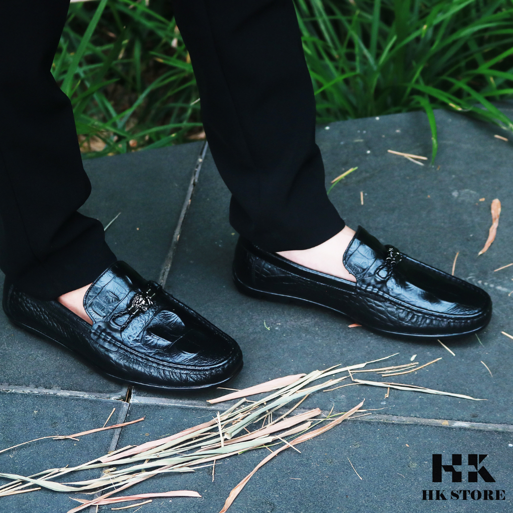 Giày mọi nam da bò dập vân cá sấu thòi trang đẹp mắt , dễ dàng phối đồ , đi lại êm chân mềm mại
