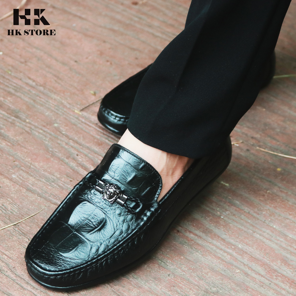 Giày mọi nam da bò dập vân cá sấu thòi trang đẹp mắt , dễ dàng phối đồ , đi lại êm chân mềm mại