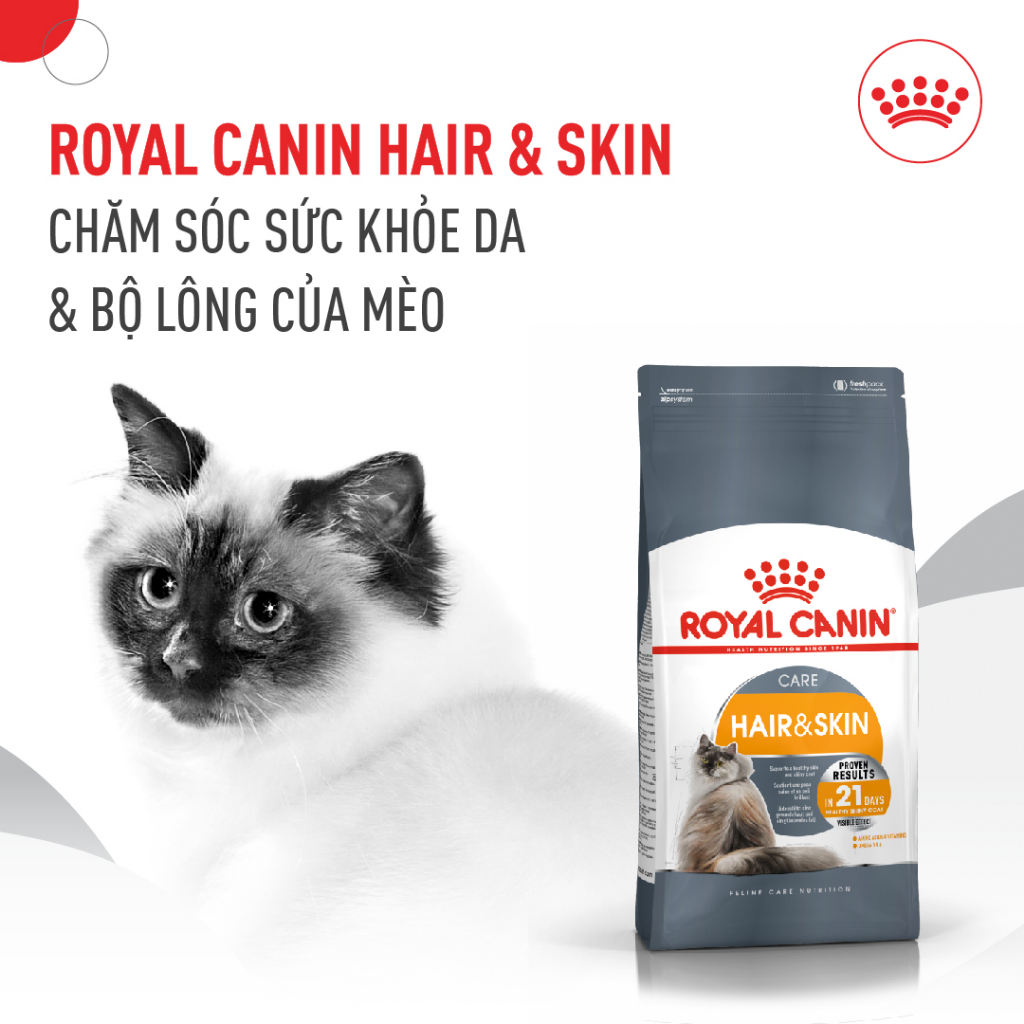 Thức ăn cho mèo trưởng thành hạt khô phục hồi và dưỡng lông Royal Canin Hair and Skin Care 2kg sản xuất tại pháp
