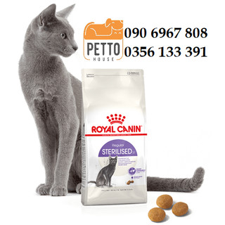 [hoả tốc pettohouse gò vấp] Thức ăn cho mèo triệt sản trưởng thành Royal Canin sterilised 2kg hạt khô sản xuất tại pháp