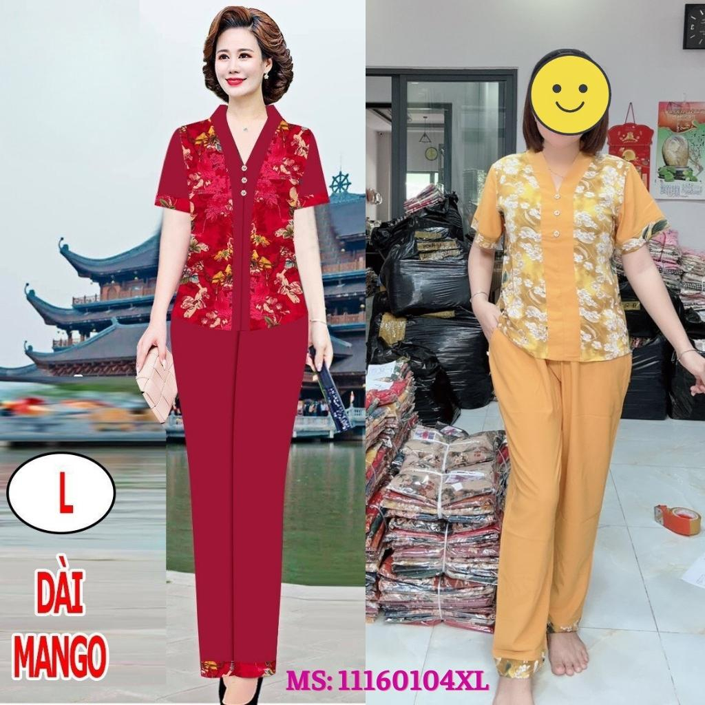 Đồ Bộ Pyjama Nữ Lụa Mango Trung Niên Cao Cấp Hàng Đẹp 2 Size L Từ 53-60Kg XL 60-65Kg