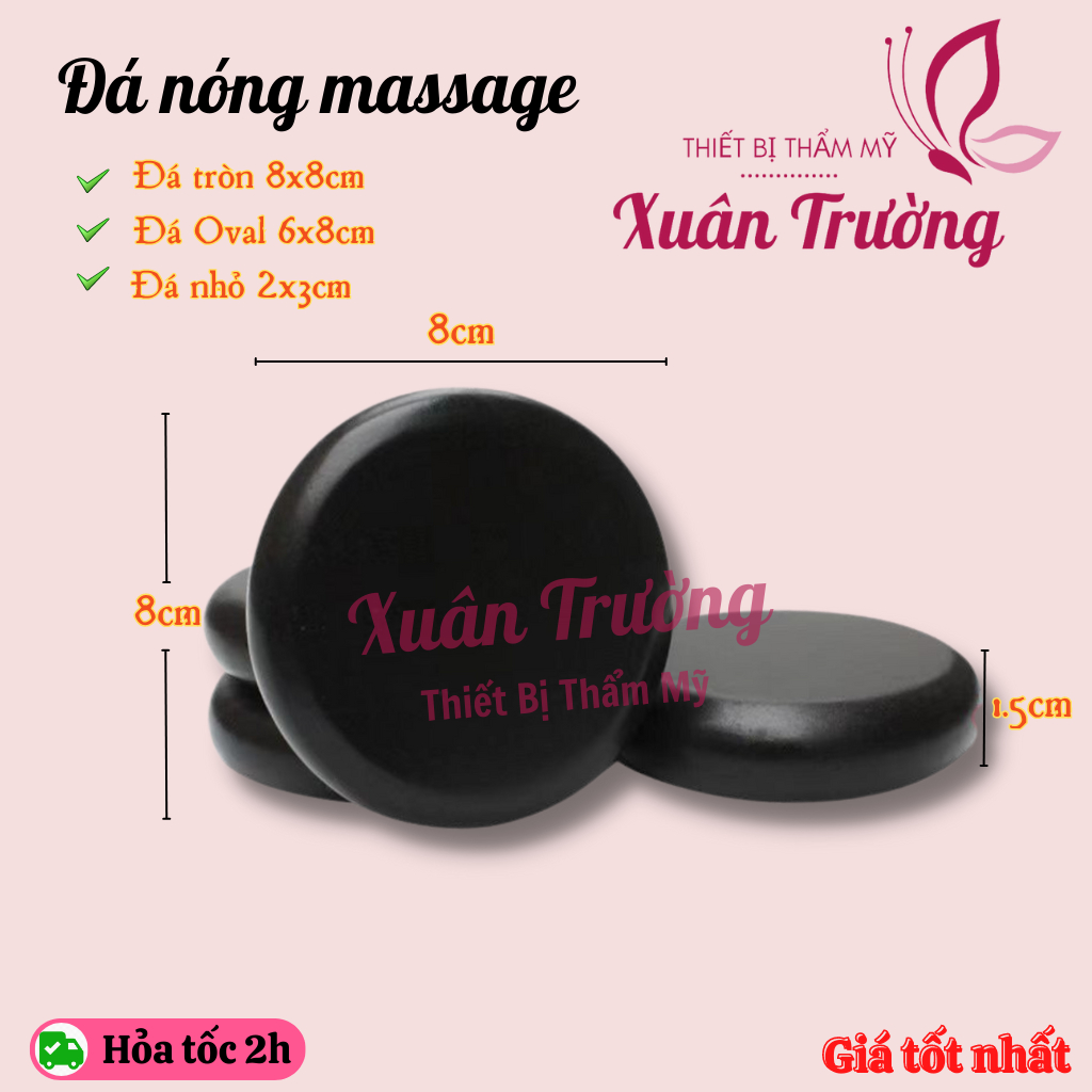 Đá nóng massage spa 8x8cm | Đá nóng tròn massage body