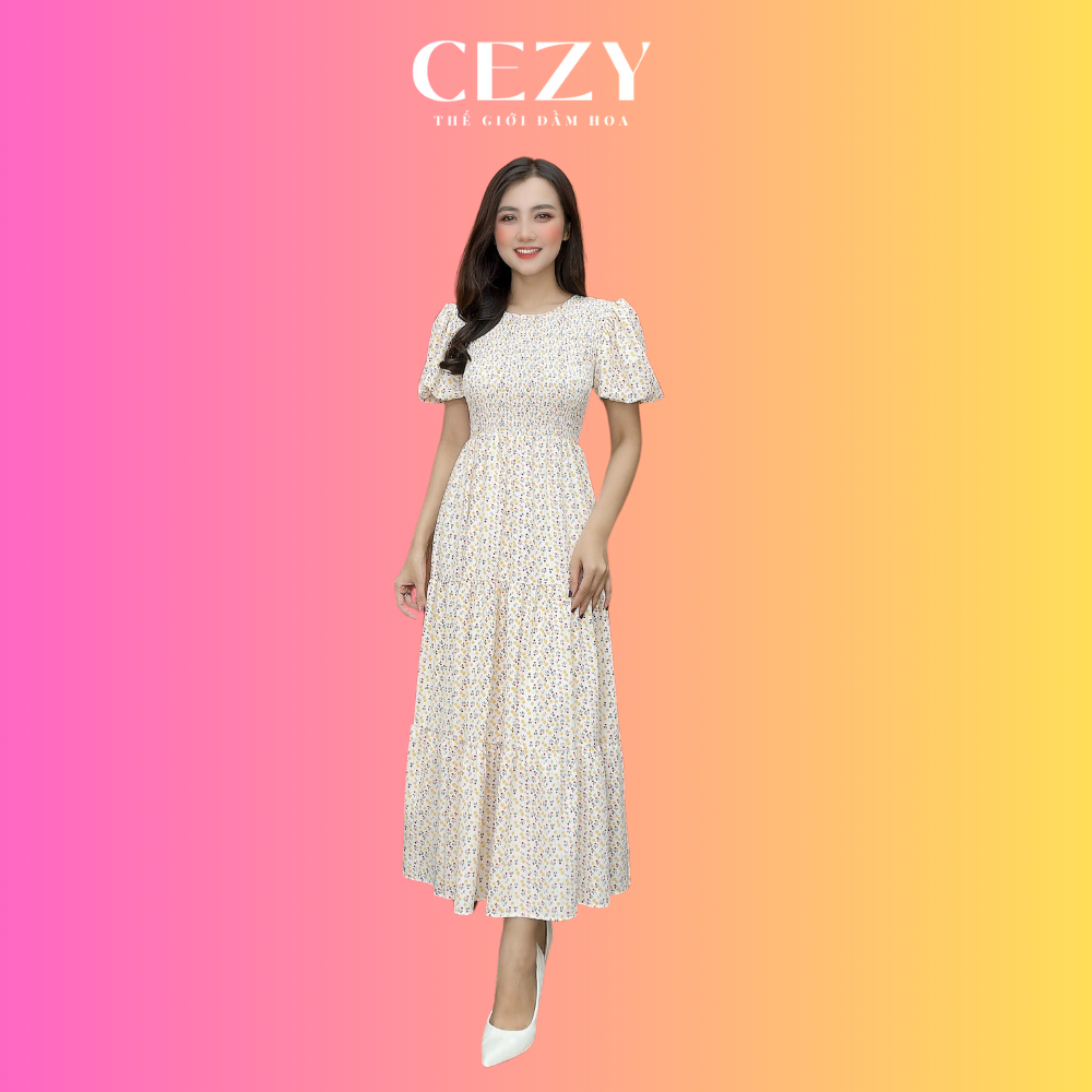 Đầm maxi hoa nhí bigsize 45kg đến 80kg chất lụa cao cấp mềm mát có lót CEZY D99