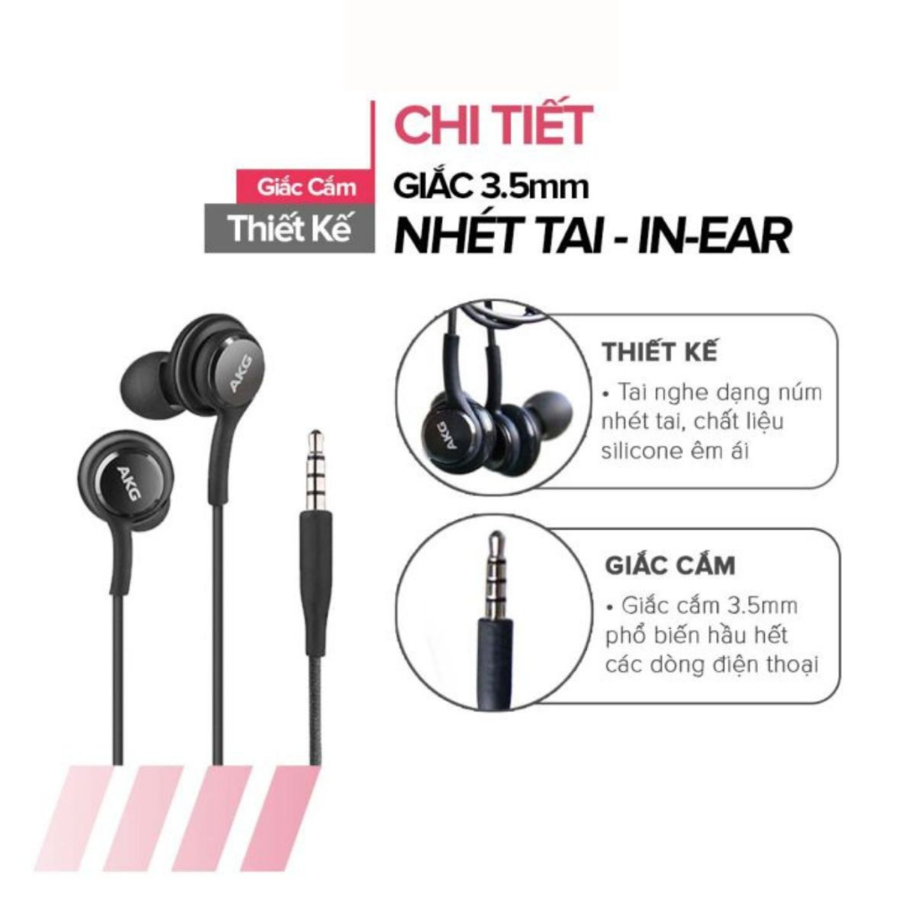 Tai nghe AKG Có Dây Chính Hãng màu đen có micro nhét tai Âm Bass Sinh Động Bảo hành Lỗi 1 đổi 1