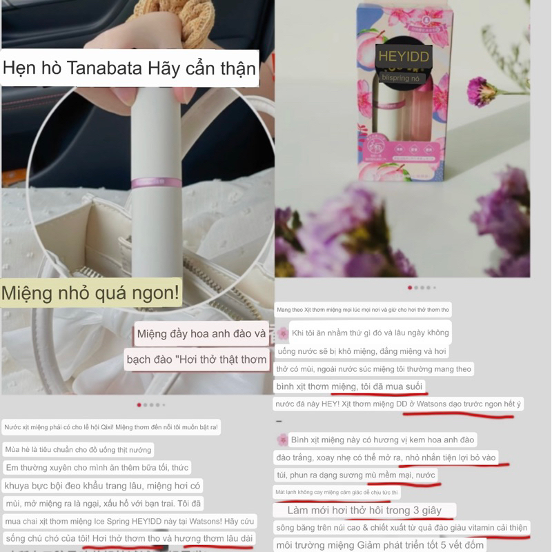 Xịt thơm miệng kèm lõi thay Watsons Hey DD hương đào sảng khoái