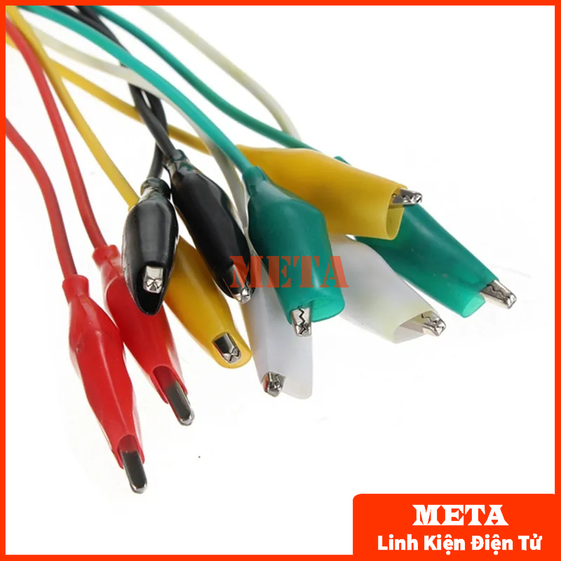 Bộ 10 Dây Kẹp Cá Sấu 2 Đầu, Dài 46cm 5 màu khác nhau