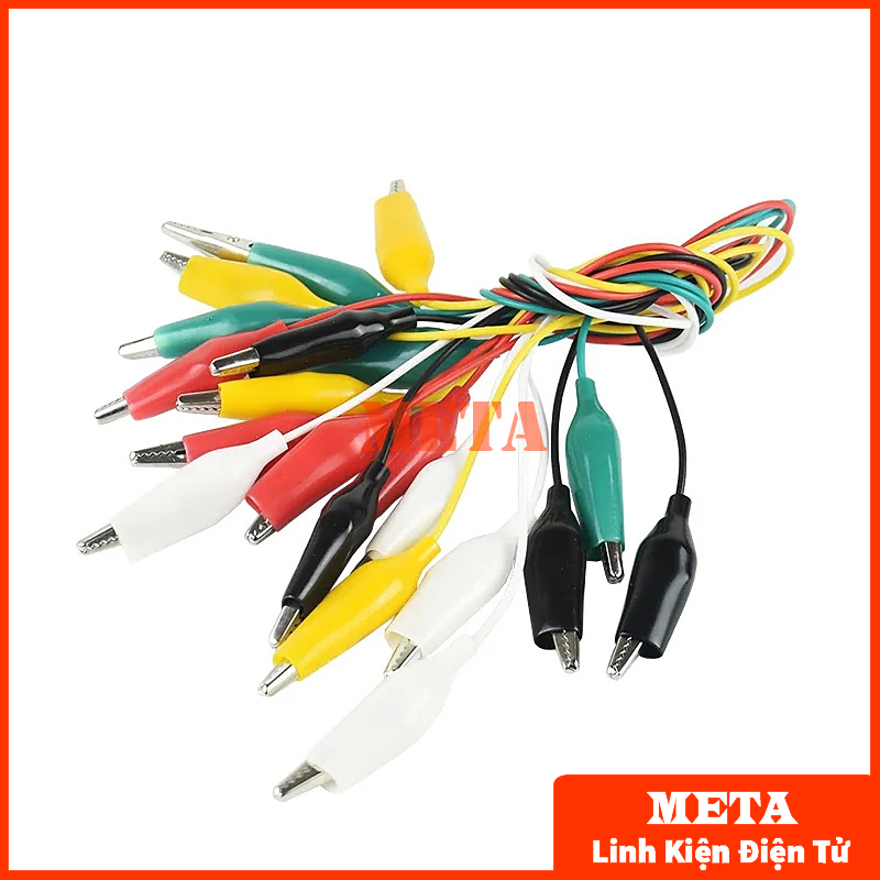 Bộ 10 Dây Kẹp Cá Sấu 2 Đầu, Dài 46cm 5 màu khác nhau