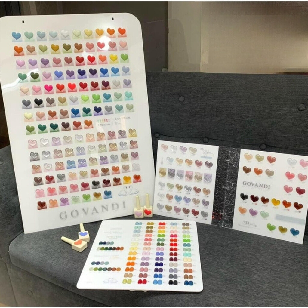 Set sơn gel govandi chính hãng 133 màu – Bộ sơn gel 133 cao cấp tặng 3 bảng màu + kệ sắt + 2 chai base top