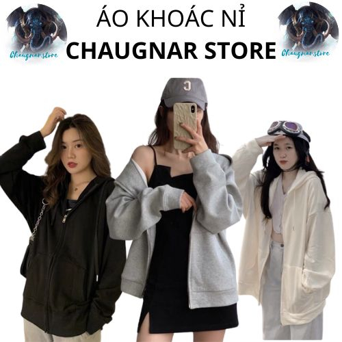 Áo khoác nỉ trơn nam nữ basic áo khoác ulzzang 3 màu( xám ,đen ,trắng) cực đẹp form rộng bo gấu tay phồng CHAUGNAR STORE