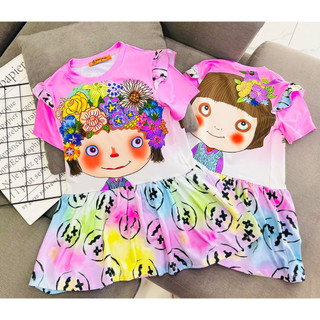 Đầm váy suông mùa hè cho bé gái hình Công chúa Gấu dâu Mickey size 12-40kg chất cotton mềm mát