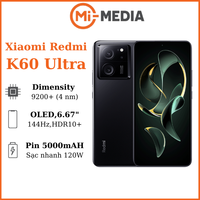 Điện thoại Xiaomi Redmi K60 Ultra Dimensity 9200+ sạc nhanh 120W