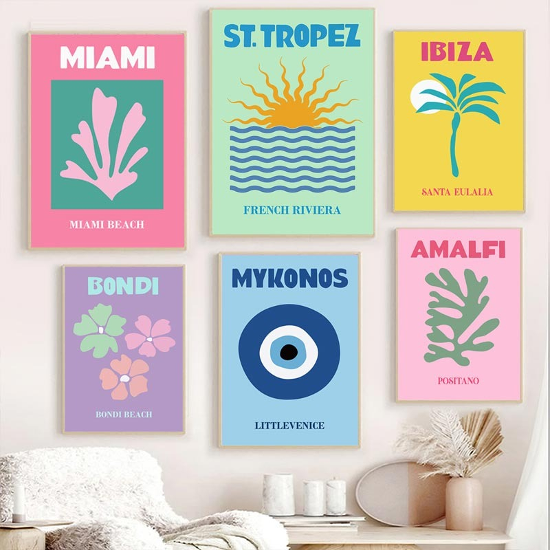 Poster Du Lịch In Trừu Tượng Tranh Tường Bắc Âu Nghệ Thuật Dán Tường Trang Trí Ms: 690