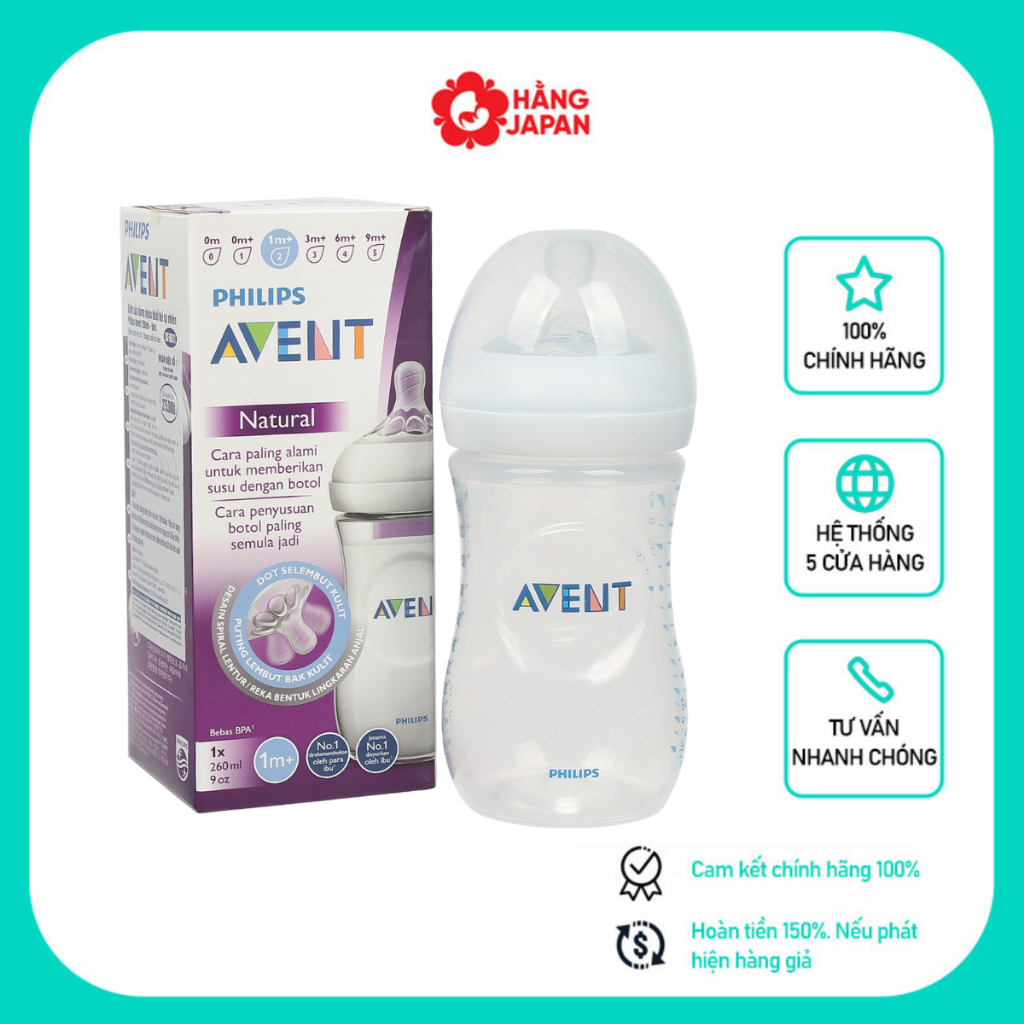 Bình sữa Avent Nature cho bé 125ml và 260ml hàng chính hãng