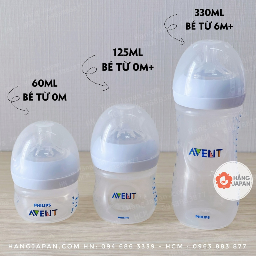 Bình sữa Avent Nature cho bé 125ml và 260ml hàng chính hãng