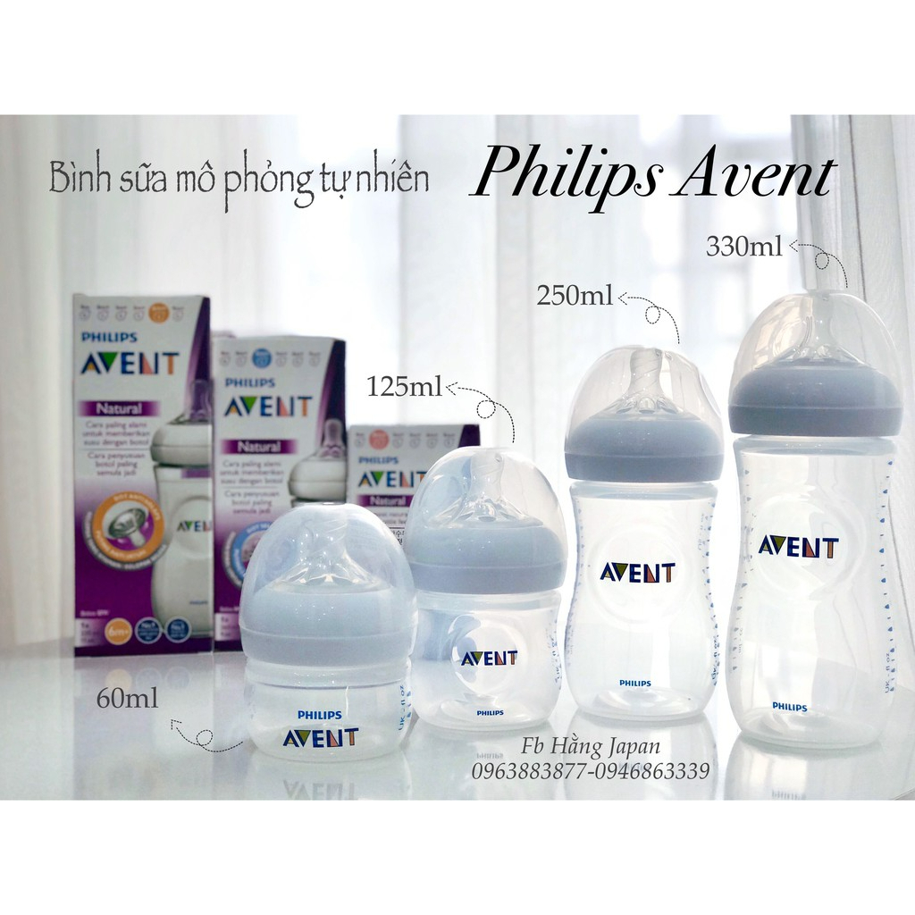 Bình sữa Avent Nature cho bé 125ml và 260ml hàng chính hãng