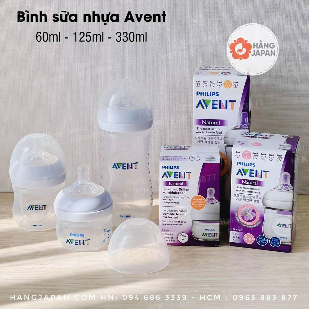 Bình sữa Avent Nature cho bé 125ml và 260ml hàng chính hãng