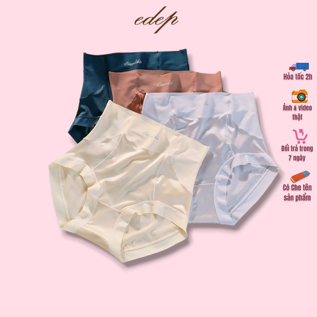Set 6 quần Lót Lụa Satin Lưng Cao Mềm Êm bigsize đên 70kg EDEP 741