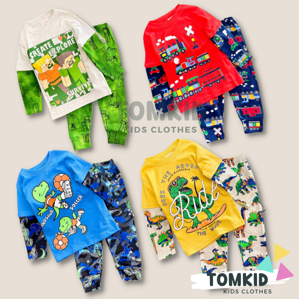Đồ bộ dài tay bé trai đồ ngủ cho bé chất cotton loại 1 thoáng mát không giãn không ra màu 8-23kg Tomkids
