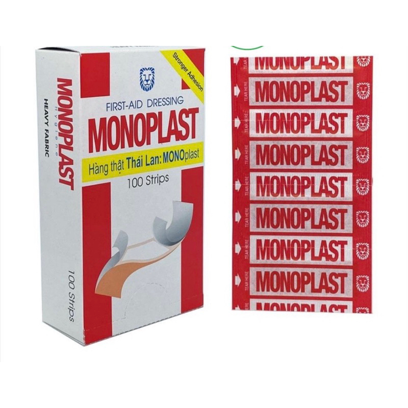 ( Hộp 100 miếng ) Băng keo cá nhân MonoPlast Thailand - Hàng Chính Hãng